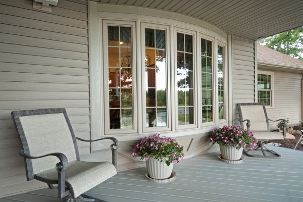 curved bay window exterior porch of house