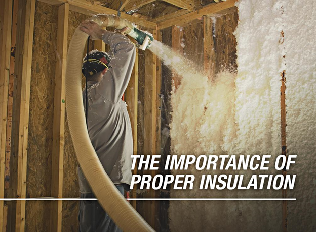 the importance of proper insulation, tech installing spray foam on walls