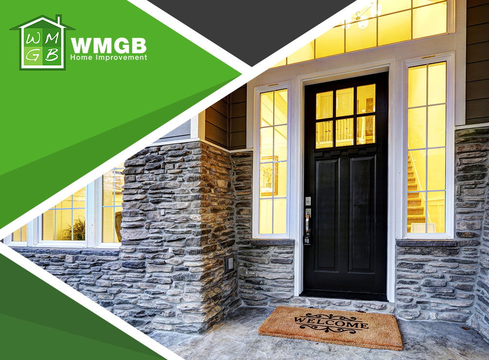 luxury front door with stone and landing way wmgb