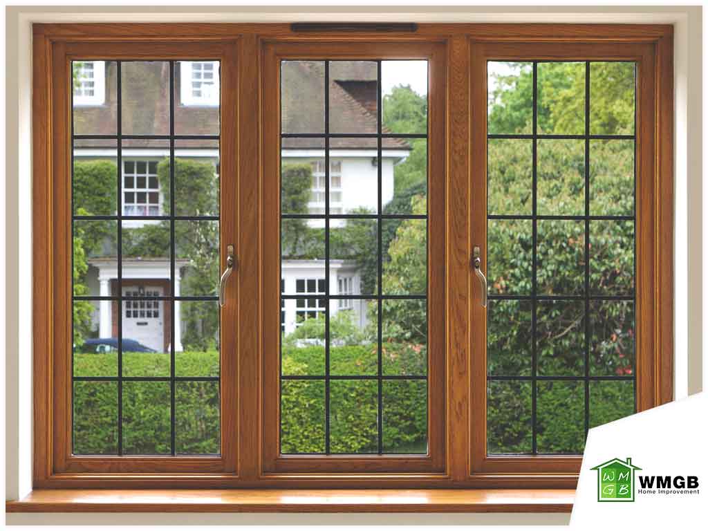 triple panel oak trim windows