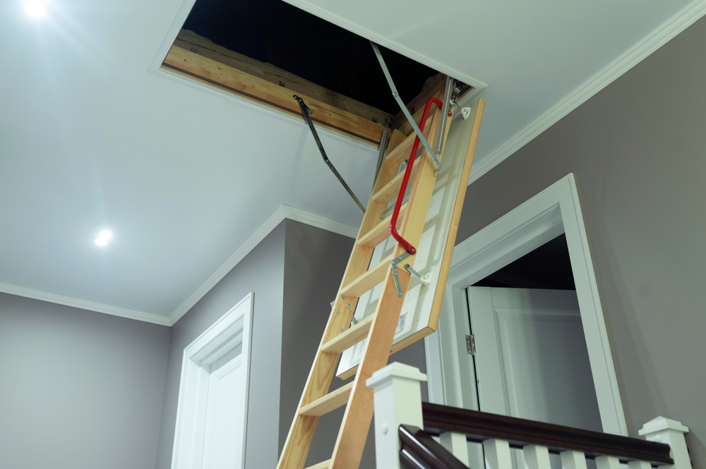 drop down ladder to attic of house