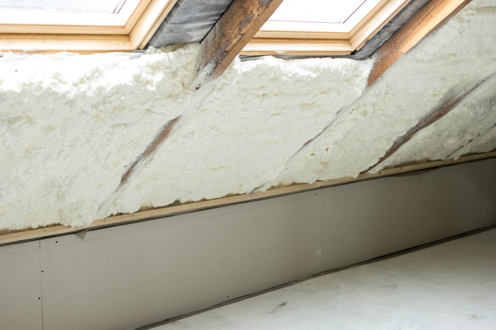 spray foam insulation in attic around sky light windows