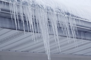 Ice Dams hanging off roof