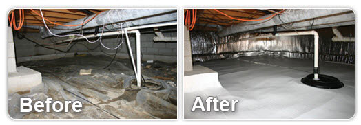Before and after crawl space encapsulation