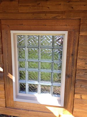 Cabin with glass block window