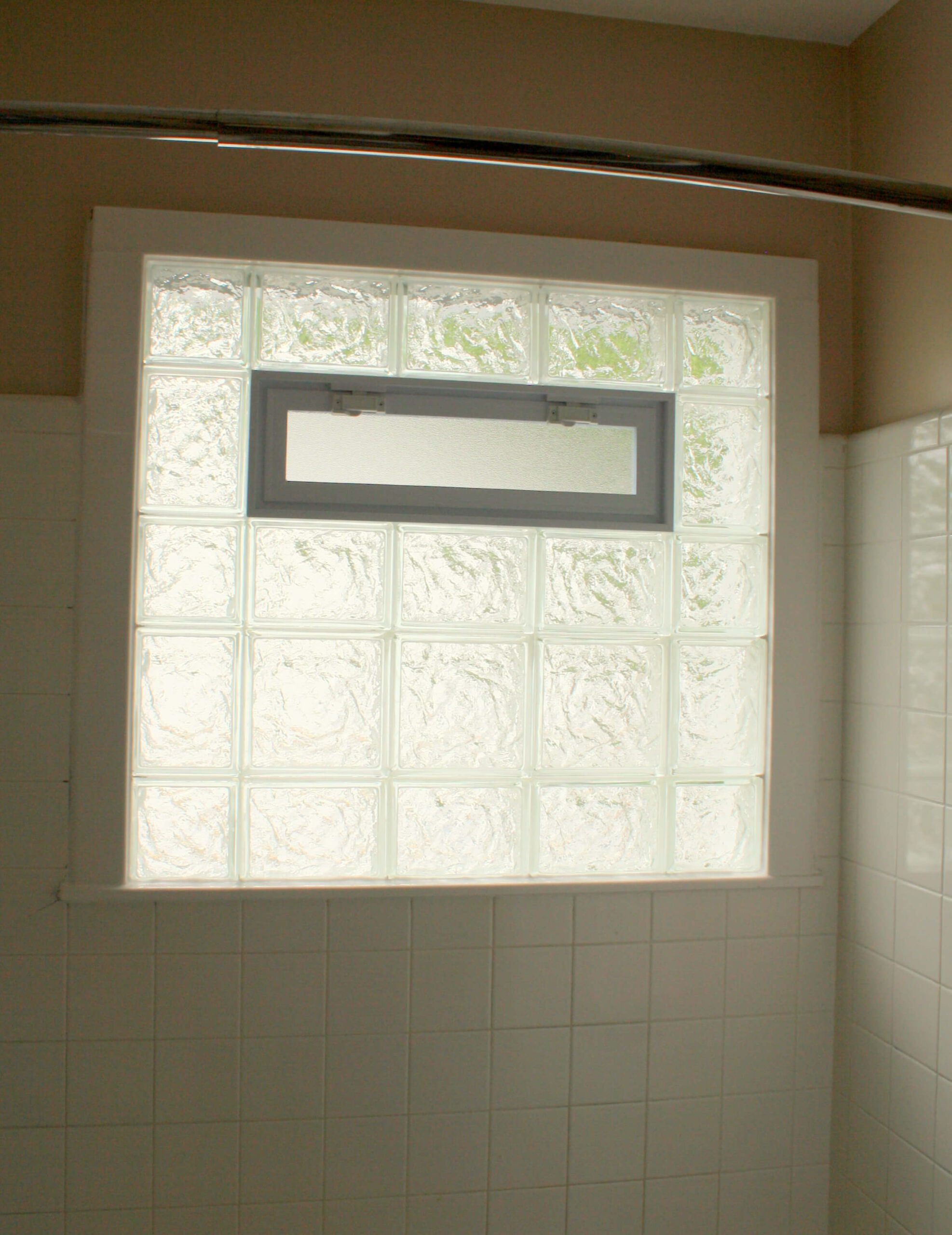 glass block window in bathroom