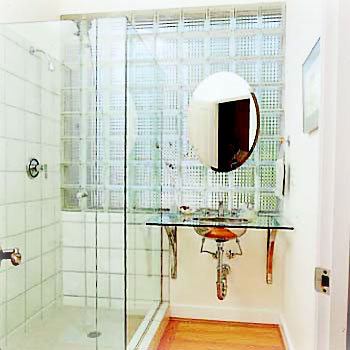 Custom glass block installation in bath