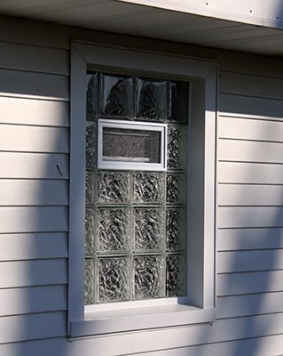 exterior wrapped glass block window
