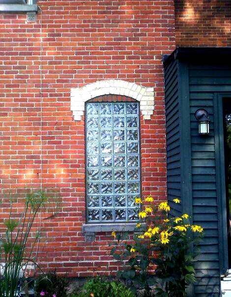 glass block window in brick home